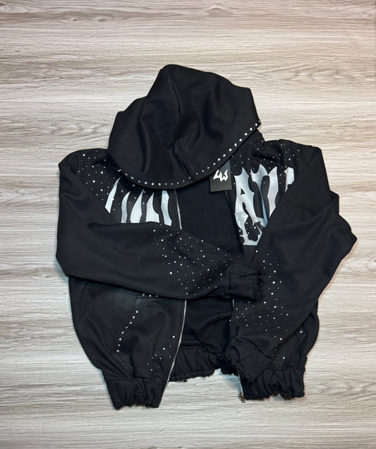 Black Rhinestone Lunatic Wrld Zip-Up